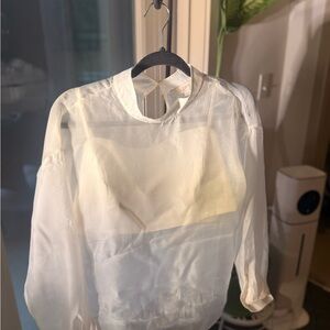 LOFT Sheer Cream Blouse